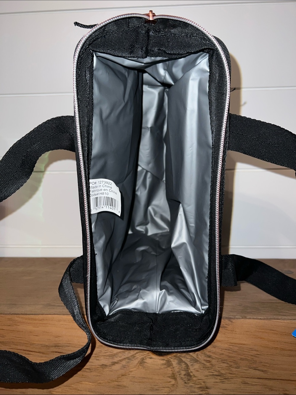 Black Quilted Lunch/Tote Bag with Rose Gold Accent - Picture 9 of 11